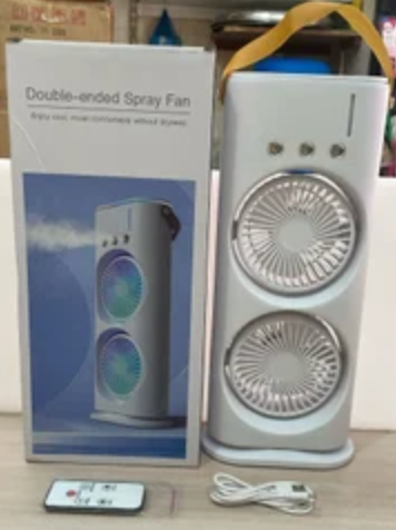 Three-Ended 400ml Capacity Spray Fan Portable Cooling Air Double-ended Fan 3 Speeds Air Conditioner with Night Light.